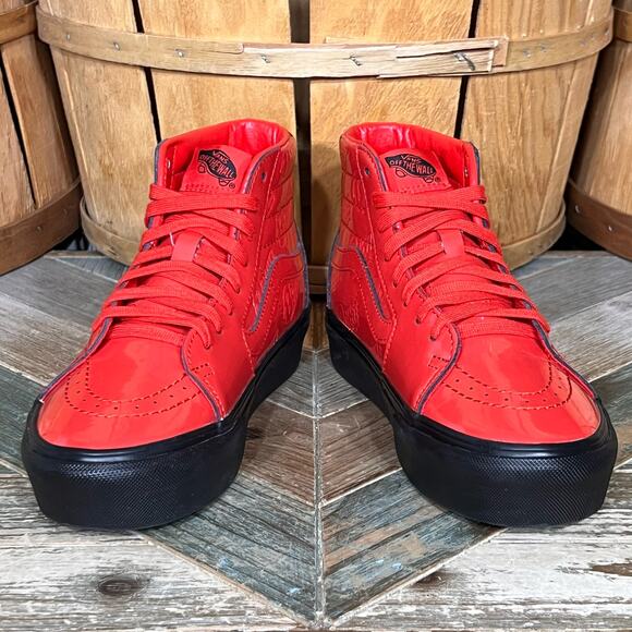 Vans Sk8-Hi Platform 2 David Bowie Ziggy Stardust Red Patent Sneaker Womens 6.5 - Picture 8 of 12